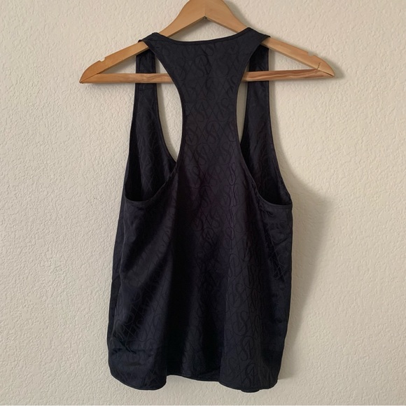Victoria's Secret Black Racerback Tank Allover VS Logo Size Small Relaxed Fit - Picture 2 of 8